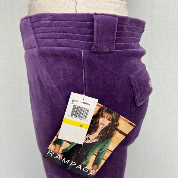 Vintage NWT Deadstock Y2K Rampage Velour Low Rise Track Pants Purple Medium - Picture 4 of 6